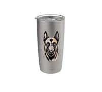 Newspaper Art Belgian Malinois Belgian Shepherd Mally Bicchiere termico in acciaio inox doppia parete