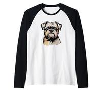Newspaper Art Brussels Griffon Belge Maglia con Maniche Raglan