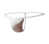 Newsywell Mens Ice Silk T-Back Thong G String vita bassa Bikini slip biancheria intima - Bianco - Medium
