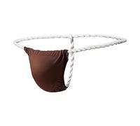 Newsywell Mens Ice Silk T-Back Thong G String vita bassa Bikini slip biancheria intima - Marrone - Medium