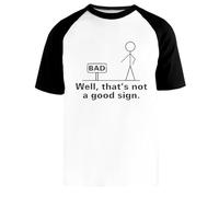 Newtee Beh Questo Non È Un Buon Segno Maglietta da Baseball Bianca Unisex Manica Corta Nera Unisex White Baseball T-Shirt Black Short Sleeve