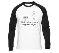 Newtee Beh Questo Non È Un Buon Segno T-Shirt Bianca da Baseball Unisex Nera Manica Lunga Unisex White Baseball T-Shirt Black Long Sleeve