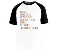 Newtee ciò Che Ci Divide Ora Non È Maglietta da Baseball Bianca Unisex Manica Corta Nera Unisex White Baseball T-Shirt Black Short Sleeve