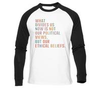 Newtee ciò Che Ci Divide Ora Non È T-Shirt Bianca da Baseball Unisex Nera Manica Lunga Unisex White Baseball T-Shirt Black Long Sleeve