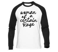 Newtee Donna di Una Certa Rabbia T-Shirt Bianca da Baseball Unisex Nera Manica Lunga Unisex White Baseball T-Shirt Black Long Sleeve