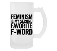 Newtee Il Femminismo È Il Mio Secondo Preferito Boccale Trasparente In Vetro Birra Con Manico Beer Glass Transparent Mug With Handle