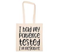 Newtee La Mia Pazienza È Stata Messa Alla Prova Il Risultato È Negativo Borsa Shopping Unisex In Cotone Beige Cotton Unisex Totebag Shopping Beige Totebag Eco Friendly Reusable Cotton Bag