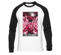 Newtee Lo Straniero T-Shirt Bianca da Baseball Unisex Nera Manica Lunga Unisex White Baseball T-Shirt Black Long Sleeve