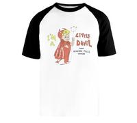 Newtee Piccolo Diavolo Maglietta da Baseball Bianca Unisex Manica Corta Nera Unisex White Baseball T-Shirt Black Short Sleeve