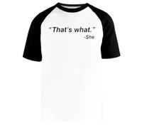 Newtee Questo È ciò Che Ha Detto Maglietta da Baseball Bianca Unisex Manica Corta Nera Unisex White Baseball T-Shirt Black Short Sleeve