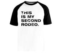 Newtee Questo È Il Mio Secondo Rodeo Maglietta da Baseball Bianca Unisex Manica Corta Nera Unisex White Baseball T-Shirt Black Short Sleeve