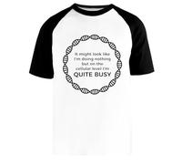 Newtee Sono Abbastanza Impegnato con La Scienza Maglietta da Baseball Bianca Unisex Manica Corta Nera Unisex White Baseball T-Shirt Black Short Sleeve