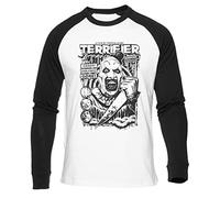 Newtee Terrifier Movie Horror Art The Clown T-Shirt Bianca da Baseball Unisex Nera Manica Lunga