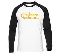 Newtee The Stooges Fun House Merchandise T-Shirt Bianca da Baseball Unisex Nera Manica Lunga