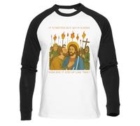 Newtee Tutto È Iniziato con Un Bacio T-Shirt Bianca da Baseball Unisex Nera Manica Lunga Unisex White Baseball T-Shirt Black Long Sleeve