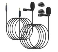 NewTH Confezione da 2 microfoni Lavalier a condensatore omnidirezionale con clip per DJI Mic 2, per trasmettitori Rode Wireless GO 2/II (confezione da 2 spine TRS dritte da 3,5 mm per DJI per Rode)