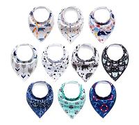 Newthinking Confezione da 10 bavaglini a bandana con bottoni regolabili, 100% cotone, per neonati e bambini dai 6 ai 24 mesi, Blu Confezione da 10, 10 Count (Pack of 1)