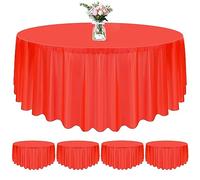 Newthinking Tovaglia rotonda usa e getta rossa, 213 cm, confezione da 4 tovaglie rotonde in plastica per tavoli circolari