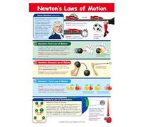 Newton Leggi di Motion Guide Visual Learning Guides, Set/5-4-Panel, 27,9 x 43,2 cm Laminated Guides, Full-Color Graphic Overview, Write-On/Wipe-Off Attività