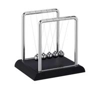 Newton Pendulum, Classic Shot Put Pendulum, 5 Balls, Physics Decoration for Office & Desk, Ball Pendulum, Silver, 13.5 X 13.5 X 11.5 Cm