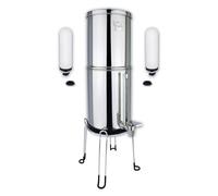NEWTON Sistema di filtro per l'acqua a gravità premium di con rimozione del fluoro | Capacità 6L | Sistema completo con 2 candele da filtro X, supporto in acciaio inossidabile e rubinetto della vista