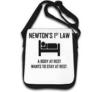 Newton's 1st Law A Body at Rest Wants to Stay at Rest Sleeping Funny Borsa a tracolla bianca