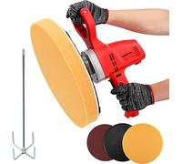 NEWTRY Frattazzatrice elettrica per malta da muratore, Cazzuola lisciante per intonaco portatile per rifiniture murali, con dischi di ricambio in carta vetrata spugnosa 220V CE