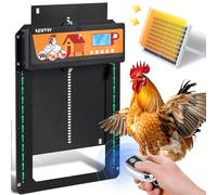 NEWTRY Porta automatica del pollaio con rilevamento della luce e tempo disponibile, semplice funzionamento a grande schermo, con batterie ricaricabili, telecomando da 40 m, 1 custodia di ricarica