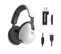 NEWWAY NH251 - Cuffie audio senza fili, microfono retrattile, tripla modalità WiFi 2,4 GHz/BT, ricevitore USB/USB-C, per PC, laptop, smartphone, console e Mac (bianco)