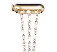 NewWays Cinturino Bling compatibile per Apple Watch Cinturini 41 mm, 40 mm, 38 mm, cinturino scintillante alla moda con diamanti per iWatch Serie 8, 7, 6, 5, 4, 3, 2 1 SE (Shinystone-Gold)