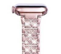 NewWays Cinturino di ricambio compatibile con Apple Watch da 38 mm, 40 mm, 41 mm, da donna, in acciaio inossidabile, con cristalli scintillanti, per iWatch serie 9/8/7/6/5/4/3/2/1/SE, rosa