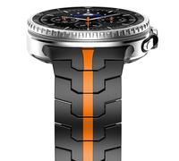 NewWays Cinturino in acciaio inox e metallo, compatibile con Samsung Galaxy Watch 8 Classic 46 mm/Watch 8 44 mm 40 mm, nero/arancione