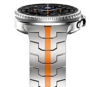 NewWays Cinturino in titanio a 2 gradi, compatibile con Samsung Galaxy Watch 8 Classic 46 mm/Watch 8 44 mm 40 mm, Titanio/Arancione