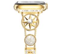 NewWays Cinturino per Apple Watch da 40 mm, 41 mm, 42 mm, serie 10 da donna, bracciale sottile in oro con catena in metallo con diamanti, cinturino per iwatch serie 4, 5, 6, SE, 7, 8, 9, 10, regalo di