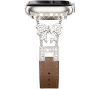NewWays Cinturino sottile in pelle scintillante per Apple Watch Series 11 10 46 mm 44 mm 45 mm per iWatch Series 11 10 9 8 7 6 5 4 SE, cinturino sottile ed elegante con strass per donne, Starlight