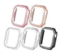 NewWays,Confezione da 5 custodie luccicanti compatibili con Apple Watch 38 mm, 40 mm, 42 mm, 44 mm, 3, 2 1 For 40mm Only trasparente/oro rosa/rosa/argento/nero.