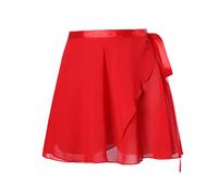 Newwyt Gonna da Ballo Avvolgente in Chiffon da Donna Gonna Classica da Balletto Avvolgente Ragazze Tutu Gonna da Ballo Danza Skate Over Sciarpa Gonna Dancewear Rosso Fibra di Poliestere