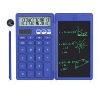 NEWYES Calcolatrice, con Tavoletta da Scrittura e Penna, Alimentata a Energia Solare e a Batteria, Adatta per Studenti, Famiglie, Uffici (blu)