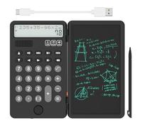 NEWYES Calcolatrice portatile con blocco note, grande display a 2 righe a 12 cifre, calcolatrice da scrivania ricaricabile ad energia solare per studenti scolastici e ufficio (nero)