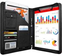 NEWYES Cartella portadocumenti formato A4, regali per uomini e donne, cartella per conferenze, portadocumenti da viaggio, cartella organizer per agenda personale, colore nero