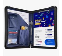 NEWYES Cartellina di conferenze Zipper in PU cuoio, A4, Regalo Uomo & Regalo Donna, Cartella di documenti da viaggio, Portafoglio portafoglio da viaggio, Cartella organizer personale Agend, blu