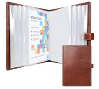 NEWYES Portadocumenti A4 Similpelle con 30 tasche - Portfolio/Organizzatore di documenti/Cartella di presentazione - Regalo uomo/donna, ideale per ufficio e viaggi d'affari (marrone)