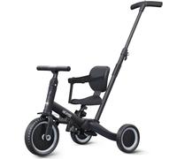 newyoo Bici per Bambini, Triciclo per Bambini da 1 a 3 Anni, Triciclo per Bambini con Maniglia di Spinta e Tettuccio, Regalo di Compleanno e Giocattoli per Ragazza e Ragazzo (nero)