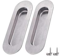 NewZC 2 Pcs Maniglie Incasso Mobili Maniglia da incasso a Filo, Maniglie da Incasso per Porte Ovali Scorrevoli Maniglie Nascoste in Acciaio Inossidabile Spazzolato Satinato - Argento