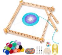 NewZC Telaio Tessitura Legno Bambini dai 6 ai 12 Anni - 25 x 28 cm TelaioTessere Manuale con 13 Filo di Lana e Maglieria Navetta Pettine Kit Fai da Te Weaving Loom per Ragazza Adulti Principianti