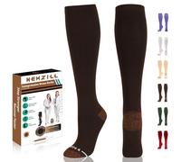 NEWZILL Calze a compressione per uomini e donne con circolazione circolante, in ricco cotone, comode, 15-20 mmHg, calze per lavoro, casual, corsa, medica, atletica, calze di supporto al ginocchio