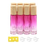 Newzoll 8Pcs Glass Roller Bottles Essential Oils Perfume Roll on Bottles 10ml 13oz Rose Red Gradient Rolling Bottles Vials Co
