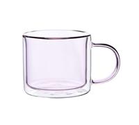 NexaGeniX Bicchieri da acqua Bicchieri colorati a doppia parete con manico, tazze da tè e caffè in vetro borosilicato, 240 ml Bicchieri per bevande(Pink)