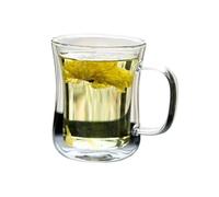 NexaGeniX Bicchieri da acqua Tazza da caffè e tè a doppia parete, bicchieri trasparenti in borosilicato con manico for bevande calde fredde, 220/400 ml Bicchieri per bevande(Piccolo)