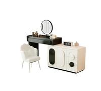 NexaGeniX Mobile trucco Scrivania moderna e minimalista in legno massello con mobiletto portaoggetti(Piccolo)